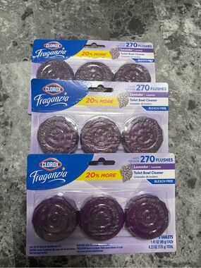 Clorox Fraganzia Lavender Toilet Bowl Cleaner Tablets 3 Packs 9 Tablets Total